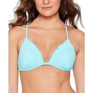 1770  Salt + Cove  Juniors' Smocked Triangle Bikini Swim SKY BLUE sz L